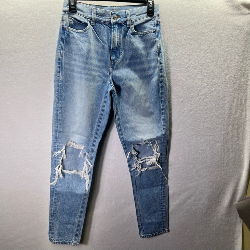 American Eagle Distressed Mom Jeans Womens 00 Blue Denim 100% Cotton 2671